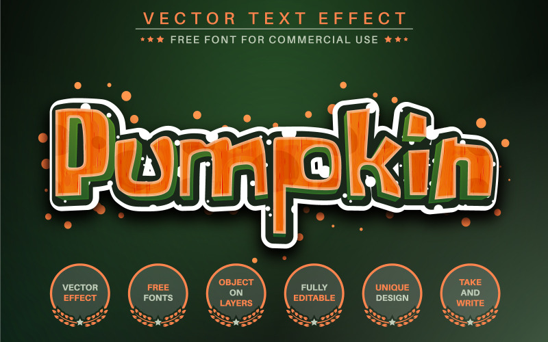 Pumpkin - Editable Text Effect, Font Style, Graphics Illustration