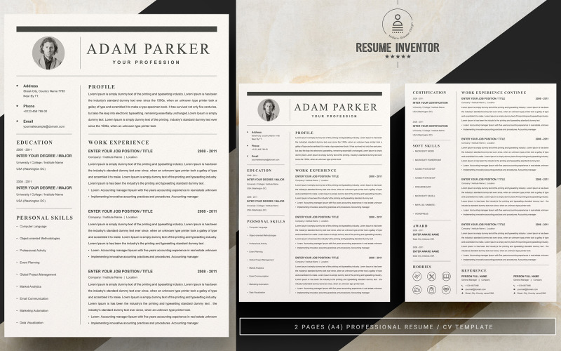 Adam / Professional Resume Template #201163 - TemplateMonster