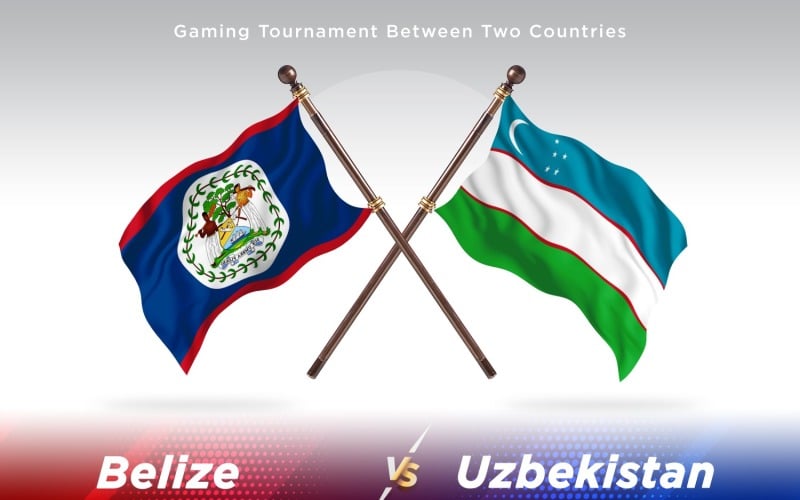 Belize kontra Uzbekistan två flaggor