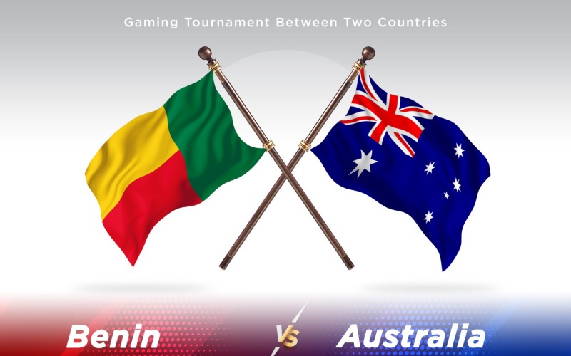 Benin kontra Australien två flaggor