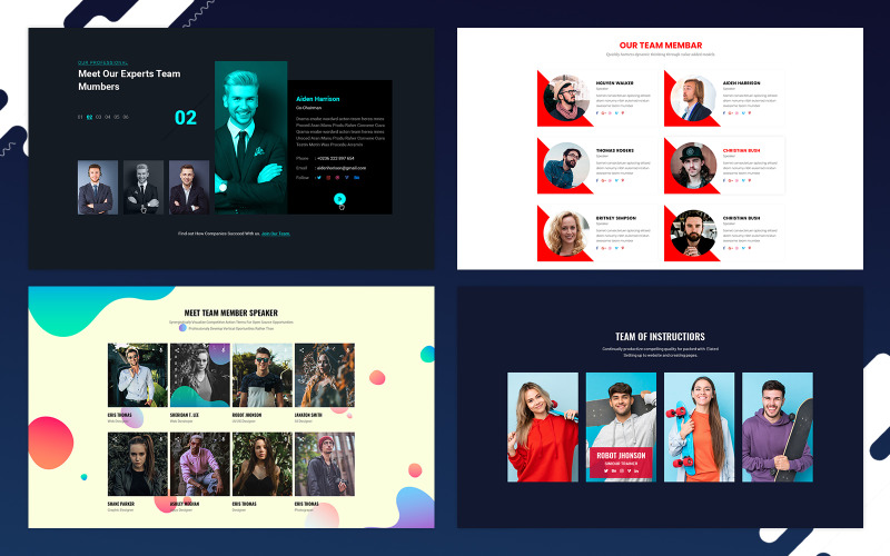 23 Conception de widget de membre de l'équipe pour le kit Web-UI