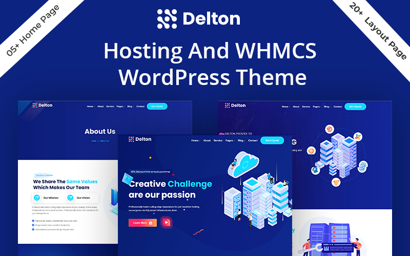 Delton - Tema de WordPress para servicios de hosting y dominios