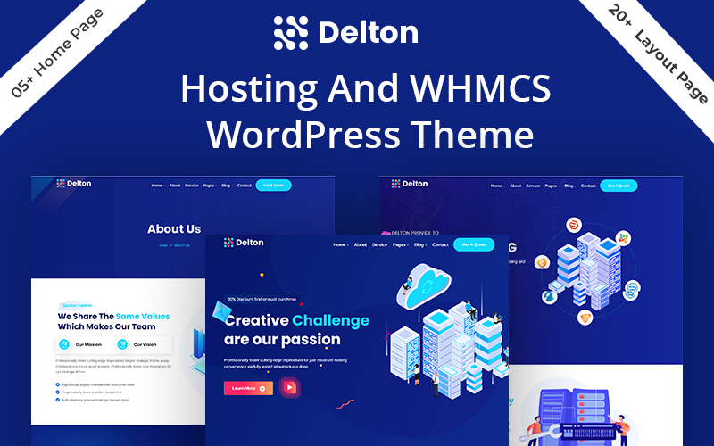 Delton - Tema WordPress per azienda di servizi di hosting e domini