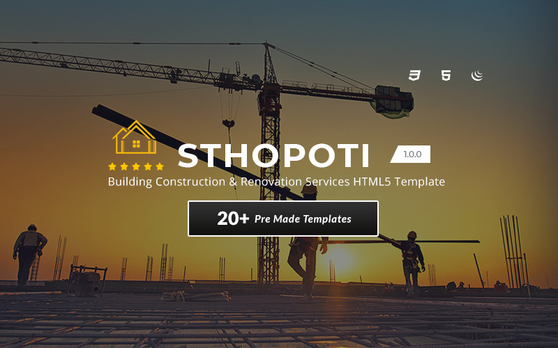 Стхопоти - HTML5 шаблон услуг по строительству и ремонту зданий