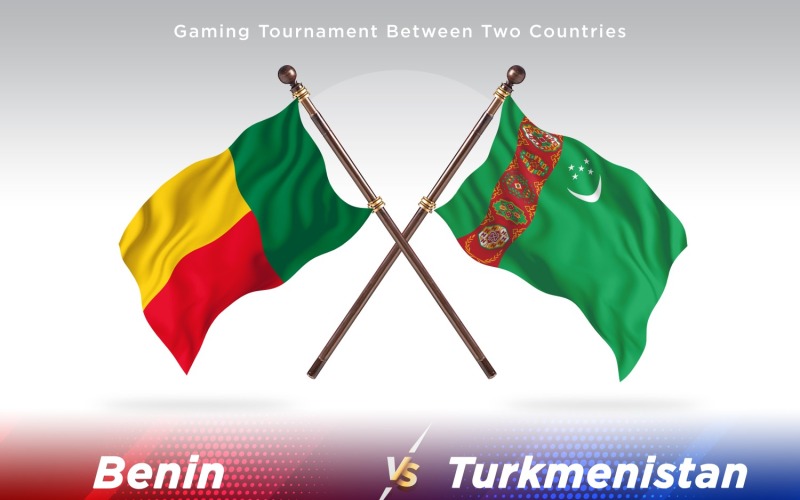 Benin kontra Turkmenistan två flaggor