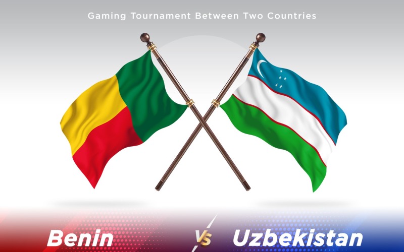 Benin kontra Uzbekistan två flaggor