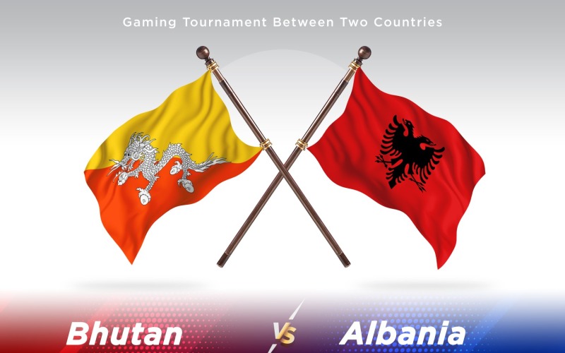 Bhutan kontra Albanien Två flaggor