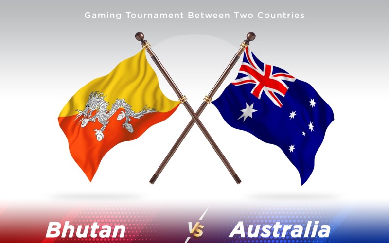 Bhutan kontra Australien två flaggor