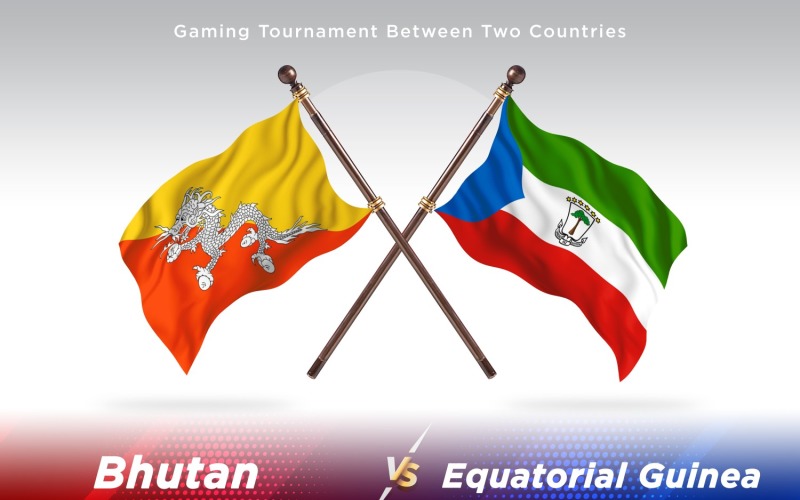 Bhutan versus Equatoriaal-Guinea Two Flags