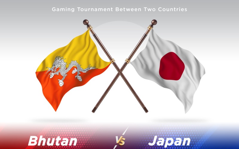 Bhutan versus Japan Two Flags