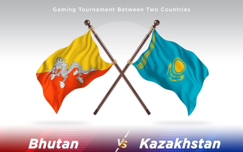 Bhutan versus Kazakhstan Two Flags