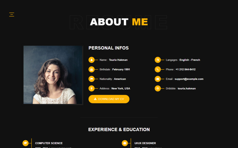 Touria - Persönliches Portfolio WordPress Theme