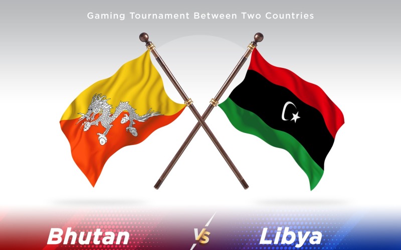 Bhutan kontra Libyen två flaggor