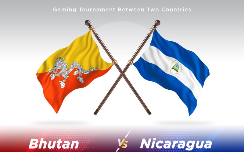 Bhutan kontra Nicaragua Två flaggor
