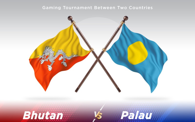 Bhutan kontra Palau två flaggor