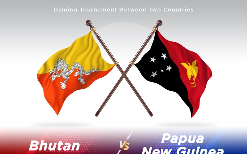 Bhutan versus Papoea-Nieuw-Guinea Two Flags