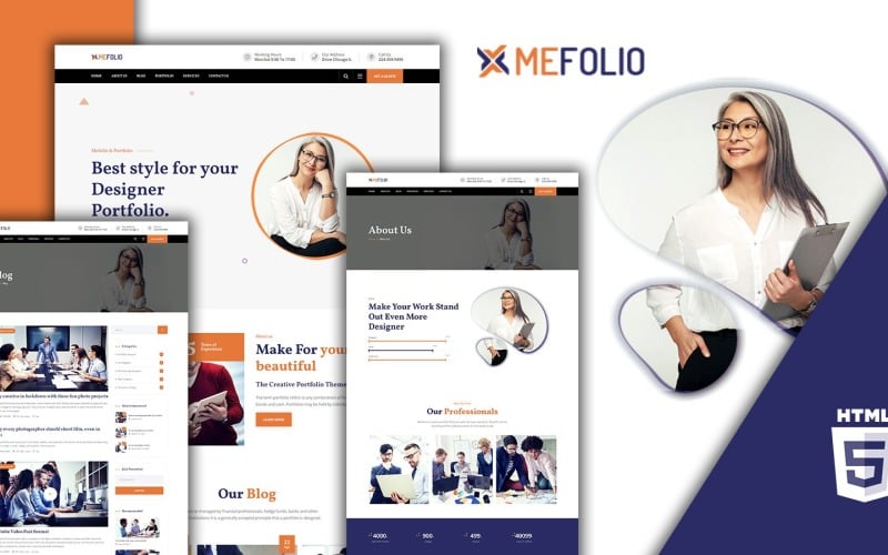 Mefolio Freelancer Portfolio HTML5 webbplatsmall