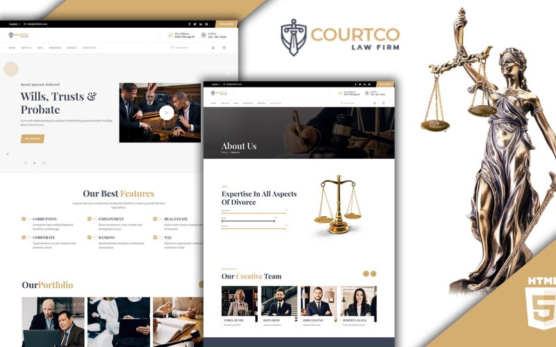 Szablon strony internetowej Courtco Law and Advocate HTML5
