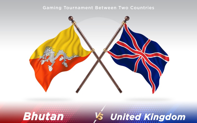 Bhutan gegen Großbritannien Two Flags