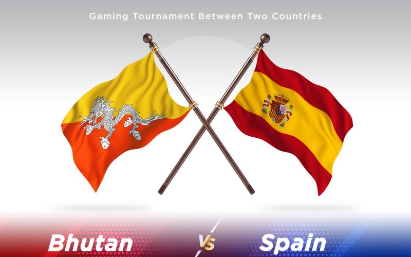 Bhutan gegen Spanien Zwei Flaggen