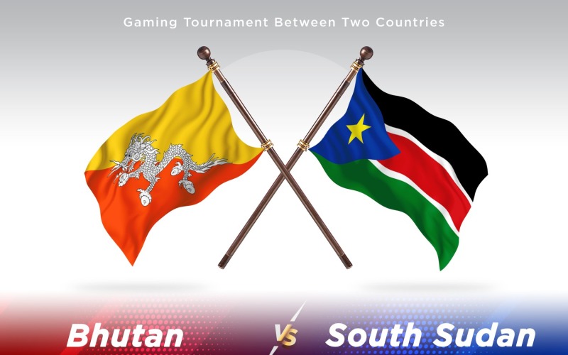 Bhutan kontra södra Sudan Två flaggor