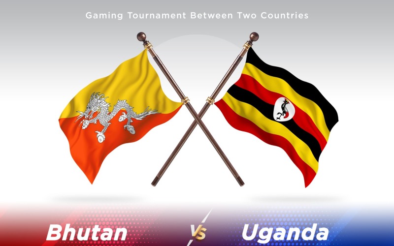 Bhutan kontra Uganda två flaggor