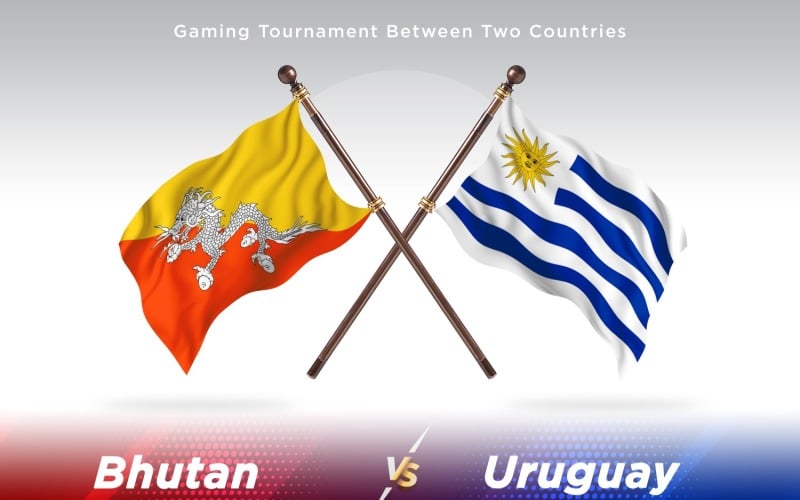 Bhutan kontra Uruguay två flaggor