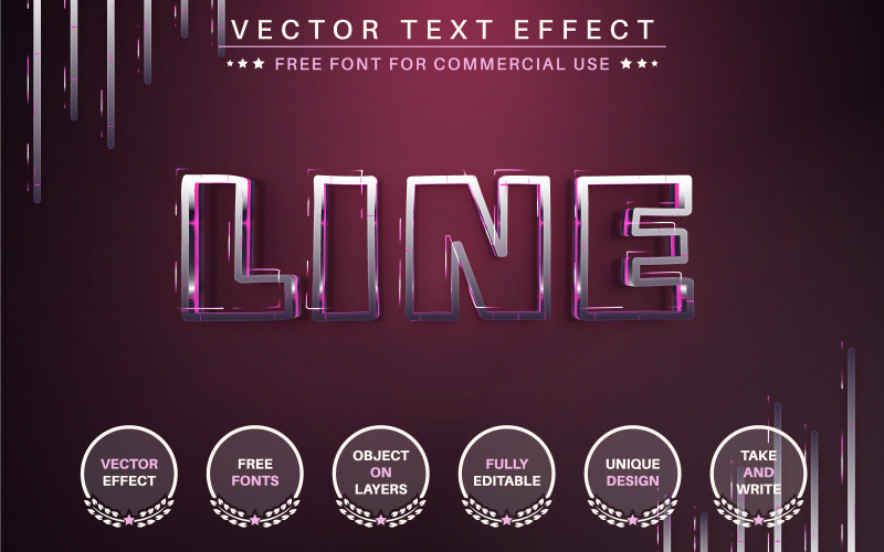 Ocelová čára - upravitelný textový efekt, styl písma, grafické znázornění