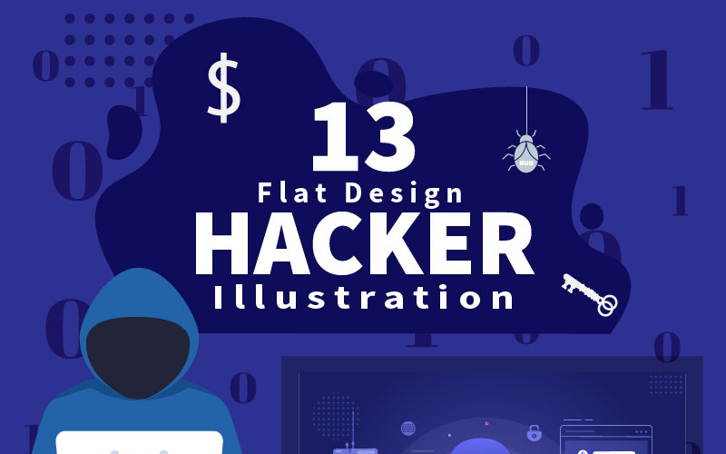 13 Hacker vektorillustration