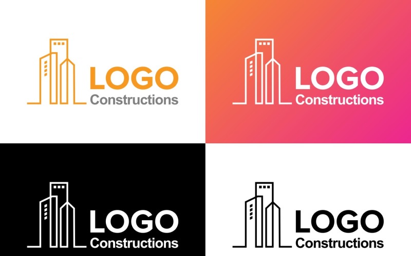 Modello di progettazione di logo di costruzioni di logo
