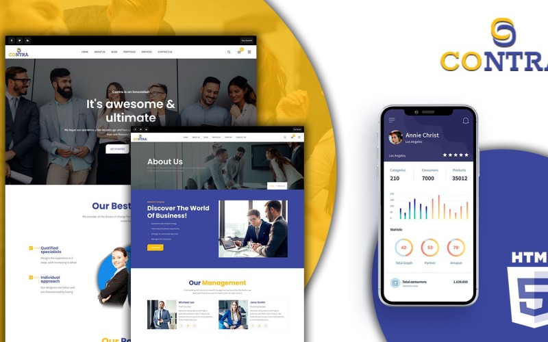 Contra Corporate HTML5 webbplatsmall