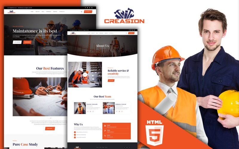 Creasion Construction Company HTML5 webbplatsmall