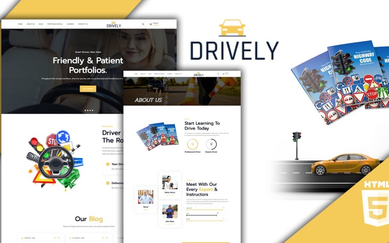Drively Driving School HTML5-websitesjabloon