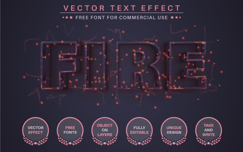 Fire - upravitelný textový efekt, styl písma, grafické ilustrace