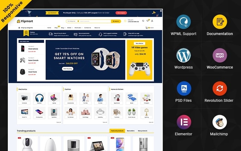 Flipmart – Mega Shop Çok Amaçlı Elementor WooCommerce Mağazası