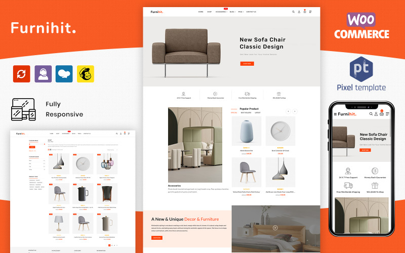 Furnihit - WordPress магазин современной мебели в WooCommerce