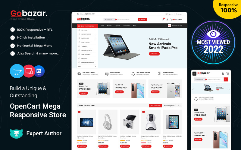 Gobazar – 电子市场多用途 OpenCart 商店