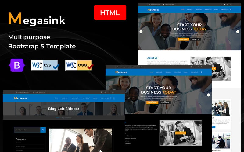 Modèle HTML5 Megasink-Corporate et polyvalent