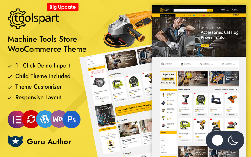 ToolsPart – A legjobb eszközök áruház Elementor WooCommerce reszponzív téma