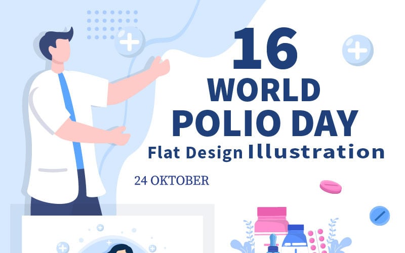 16 A polio világnapja háttér vektor illusztráció