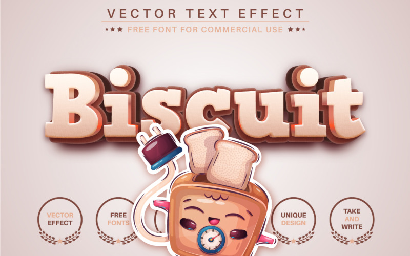 Bisquit - edytowalny efekt tekstowy, styl czcionki, ilustracja graficzna