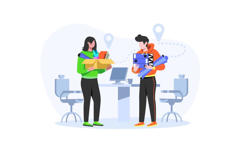 Déménagement de bureau s'entraider Concept Illustration