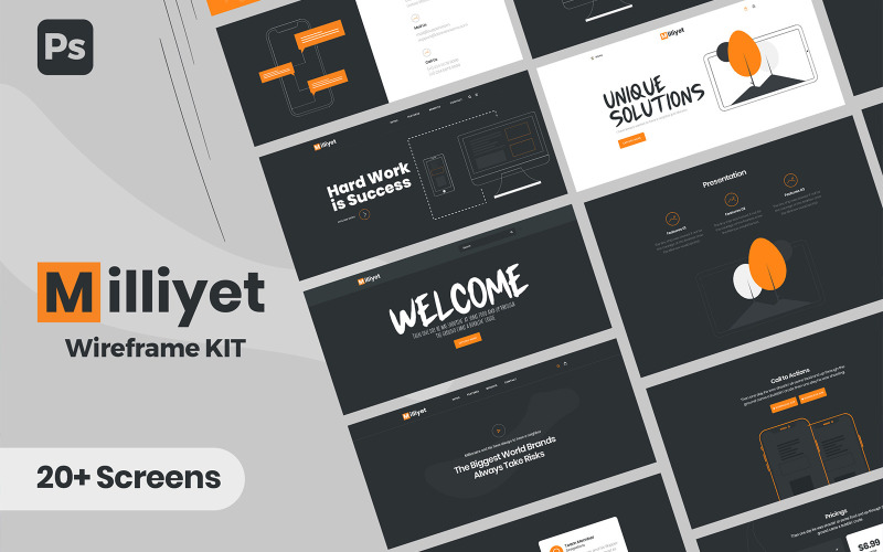 Milliyet Wireframe-Kit-Vorlage
