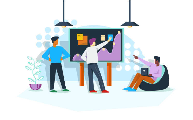Pianificazione del lavoro d'ufficio con il concetto di illustrazione dei datori di lavoro