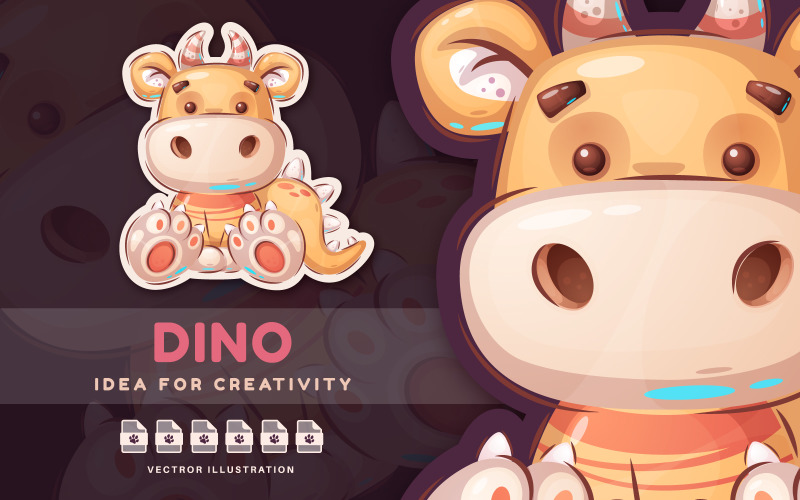 Teddy Cute Dinosaur - Cute Sticker, Graphics Illustration