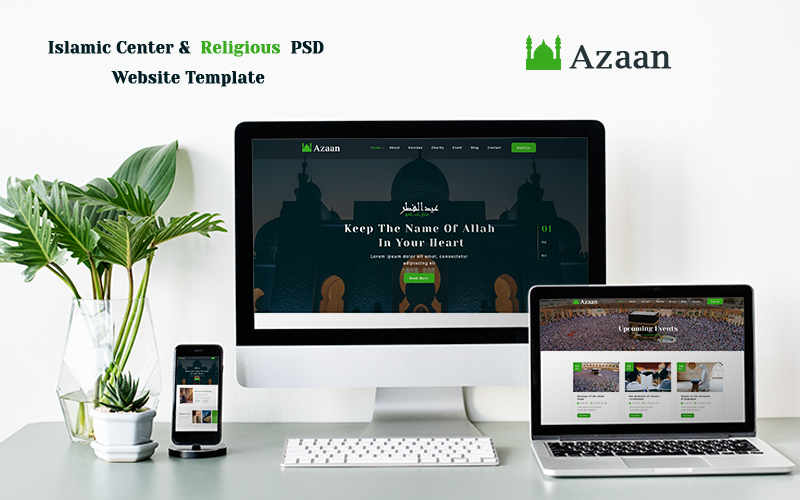 Azaan - Islamitisch centrum en religieuze PSD-websitesjabloon