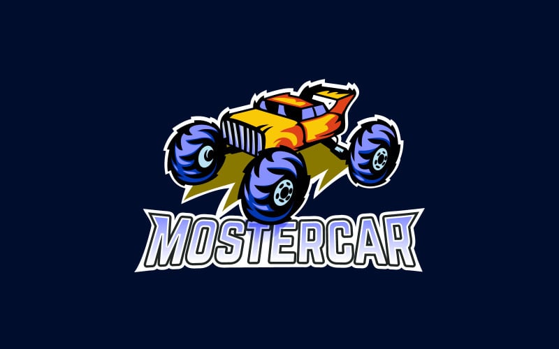 Conceito de design de vetor de ícone de logotipo de carro monstro