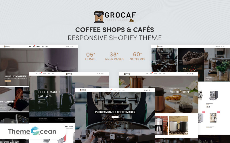 Grocaf - Кофейни и Кафе Адаптивная Shopify Тема