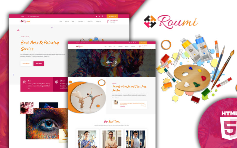 Креативный адаптивный HTML5 шаблон веб-сайта Roumi