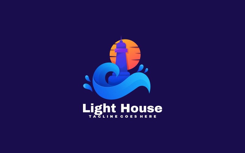 Leuchtturm mit Farbverlauf buntes Logo
